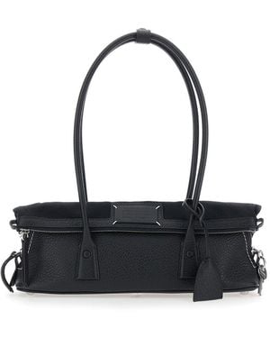 Maison Margiela Shoulder Bag With Leather Details And Logo - Black