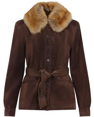 Saint Laurent Leather Jacket - Brown
