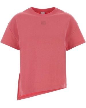 Loewe Crew Neck Logo T-Shirt - Pink