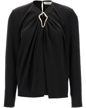 Lanvin Draped Long-Sleeved Blouse - Black