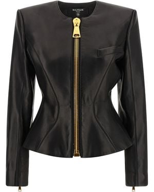 Balmain Leather Jacket - Black