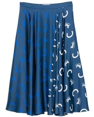 Celine Silk Long Skirt - Blue