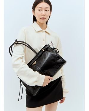 Prada Large Leather Shoulder Bag - Gray