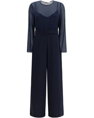 P.A.R.O.S.H. P.A.R.O..H. Cady And Chiffon Jumpsuit - Blue