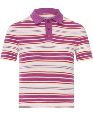 Celine Striped Cotton Polo Shirt - Pink