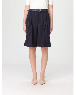 Max Mara Pinstriped Virgin Wool Shorts - Blue