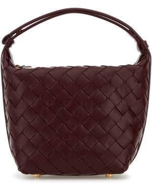 Bottega Veneta Burgundy Leather Micro Candy Wallace Handbag - Purple