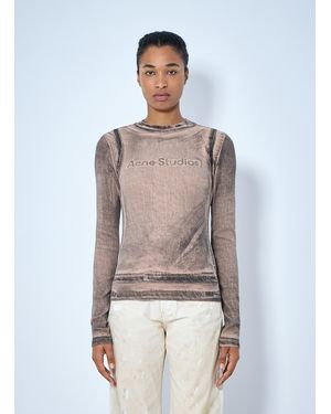 Acne Studios Long Sleeve Logo Top - Natural