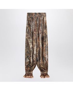 Valentino Pleated Silk Blend Pants - Brown
