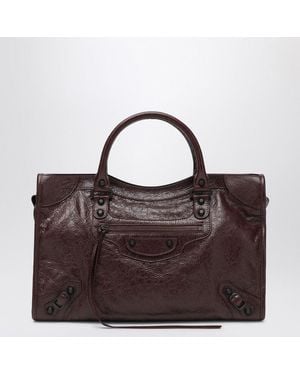Balenciaga Le City Medium Tote Bag Burgundy - Brown