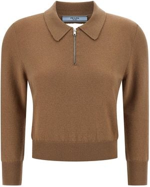 Prada Cashmere Polo Shirt - Brown