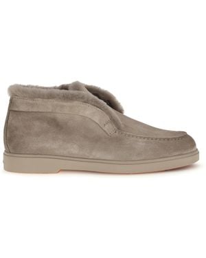 Santoni Fortune Suede Ankle Boots - Natural