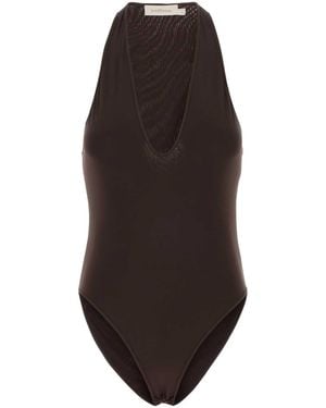 Zimmermann Chocolate Stretch Viscose Luna Bodysuit - Brown