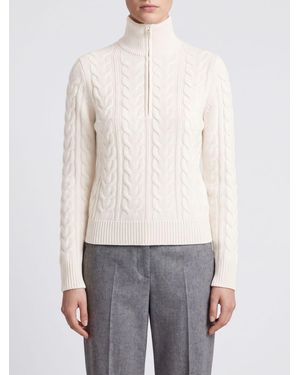 Max Mara Slim-Fit Half-Zip Turtleneck Sweater - White