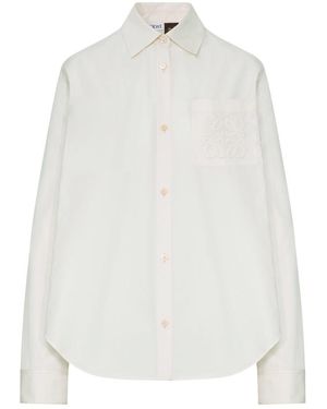 Loewe X Paula's Ibiza Cotton Poplin Shirt With Anagram Embroidery - White