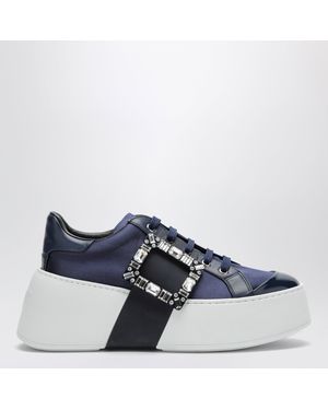 Roger Vivier Viv' Skate Crystal-Buckle Platform Sneakers - Blue