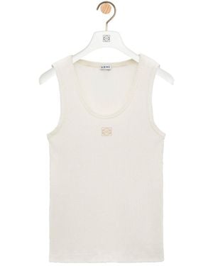 Loewe Anagram Ribbed Silk Tank Top - White