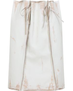 Prada Calf Leather Midi Skirt - White