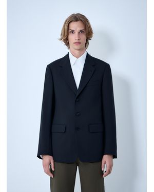 Dries Van Noten Single-Breasted Wool Blazer - Blue