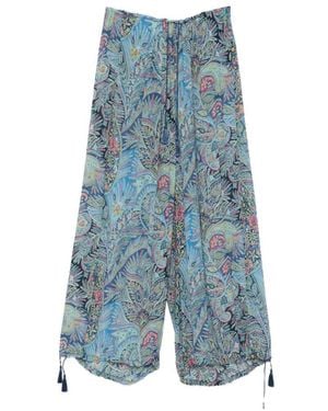 Etro Printed Wide-Leg Pants - Blue