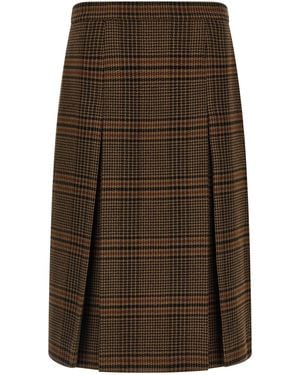 Saint Laurent Prince Of Wales Skirt - Brown