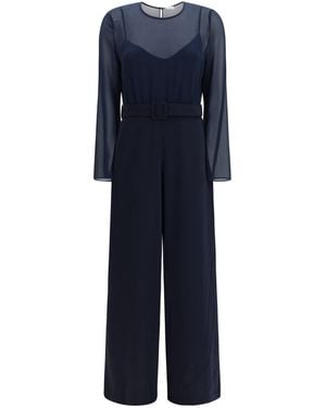 P.A.R.O.S.H. P.A.R.O..H. Cady And Chiffon Jumpsuit - Blue