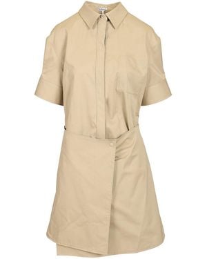 Loewe Cotton And Silk Dress - Natural
