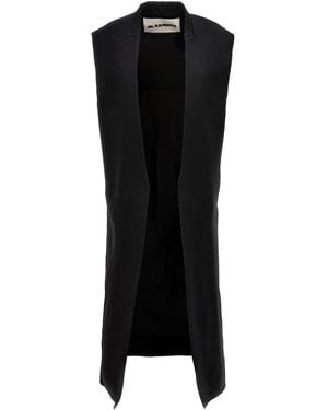 Jil Sander Two-Material Long Vest - Black