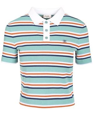 Celine Knitted Cotton Polo Shirt - Blue