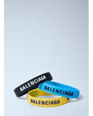 Balenciaga Set Of Three Logo Print Bracelets - Blue