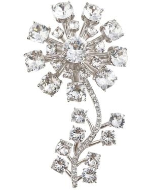 Self-Portrait Self Portrait Crystal Flower Brooch - White