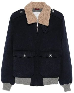 Brunello Cucinelli Bonded Cashmere Beaver Cloth Bomber Jacket - Black