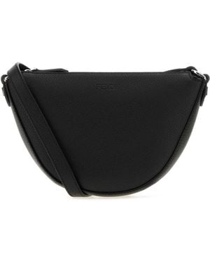 Fendi Leather Mini Melon Crossbody Bag - Black