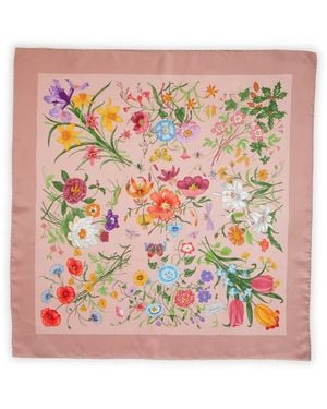 Gucci Printed Silk Twill Scarf - Pink