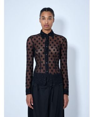 Dries Van Noten Polka-Dot Cotton-Blend Tulle Shirt - Blue