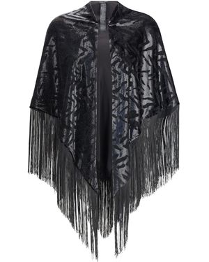 Giorgio Armani Velvet Shawl With Fringes - Blue