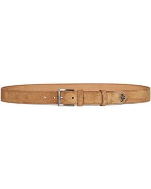Prada Accessori Pelletteria Sesame Suede Belt - White