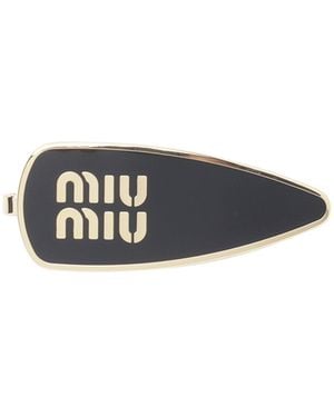 Miu Miu Logo Enameled Hair Clip - Black