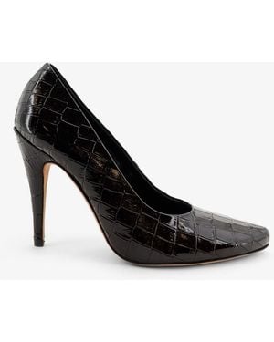 Jude Jerry Leather Decollete With Croco Print - Black