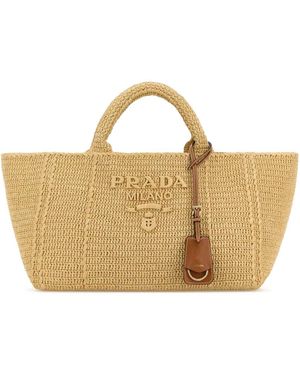 Prada Raffia Shopping Bag - Natural