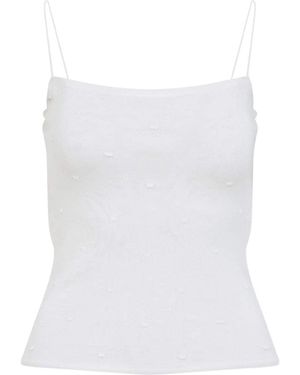 Jacquemus Off The Plumetis Viscose Top - White
