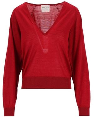 forte_forte Forte_Forte V-Neck Sweater - Red