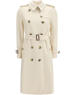 Burberry Long Kensington Cashmere Trench Coat - Natural
