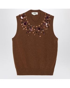 Fendi Rust Wool And Cashmere Gilet - Brown