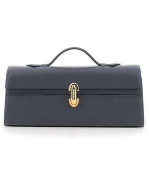 SAVETTE 'Slim Symmetry' Clutch With Leather Zip Closure For - Blue