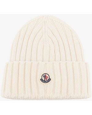 Moncler Ribbed Responsible Wool Hat - Natural