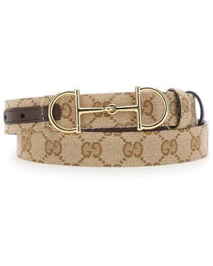 Gucci Reversible Belt With Horsebit Buckle - Natural
