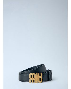 Miu Miu Logo Buckle Leather Belt - Blue