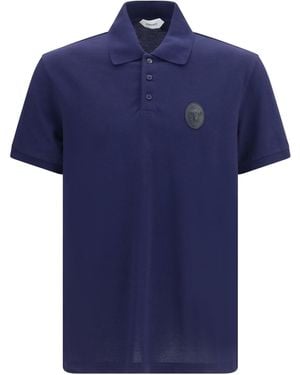 Versace Cotton Piqué Polo With Medusa Patch - Blue