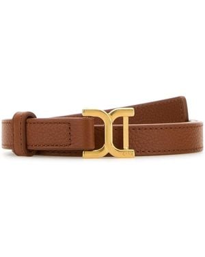 Chloé Leather Logo Buckle Belt - Brown